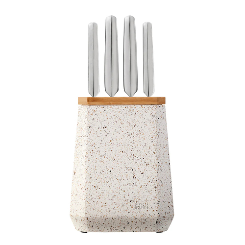 Furi Pro Stone 5pc Knife Block Set Sepia Terrazzo 5 Piece