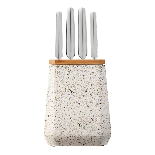 Furi Pro Stone 5pc Knife Block Set Olive Terrazzo 5 Piece
