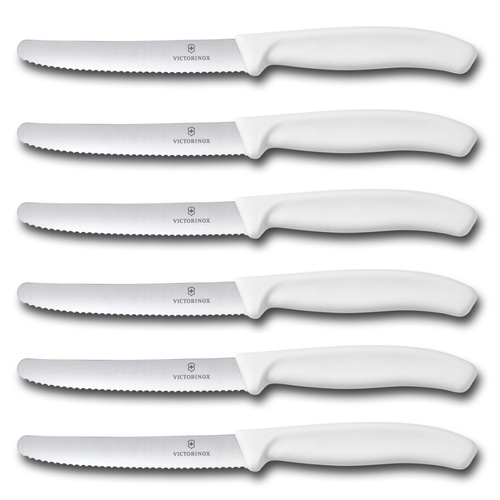Victorinox Steak & Tomato Knife Pistol Grip 11cm White Set x 6 Knives