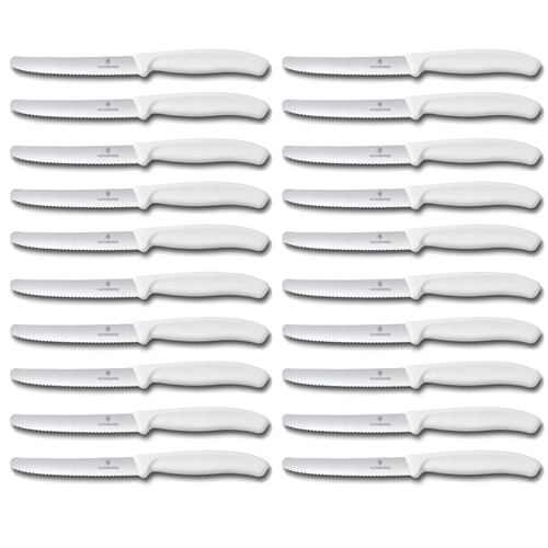 Victorinox Steak and Tomato Knife 11cm Wavy Edge Set of 20 White