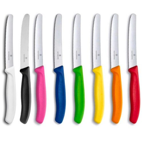 Victorinox Steak & Tomato Knife Pistol Grip 11cm Colourful Set x 8 Knives