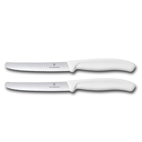 Victorinox Steak & Tomato Knife Pistol Grip 11cm White Set x 2 Knives