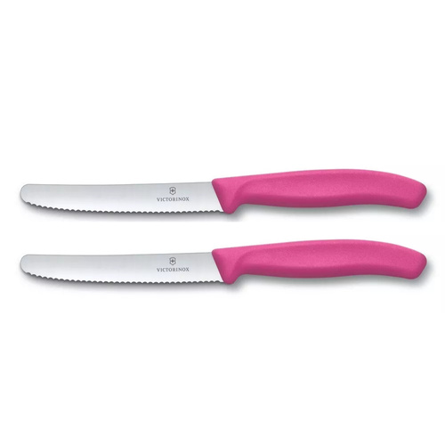 Victorinox Steak & Tomato Knife Pistol Grip 11cm Pink Set x 2 Knives
