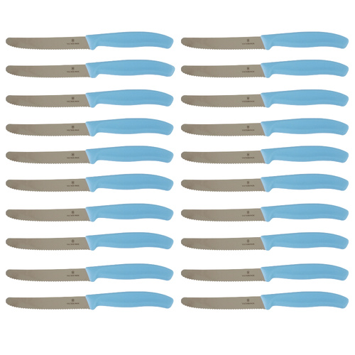 Victorinox Steak and Tomato Knife 11cm Wavy Edge Set of 20 Skyline Blue