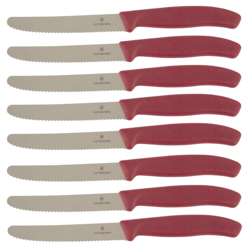 Victorinox Steak & Tomato Knife Pistol Grip 11cm Mystery Mulberry Set x 8 Knives