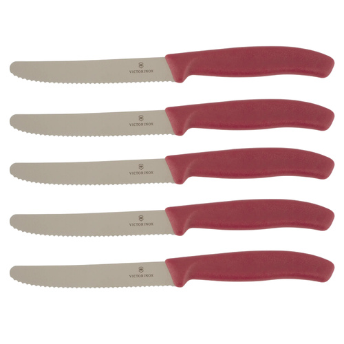 Victorinox Steak & Tomato Knife Pistol Grip 11cm Mystery Mulberry Set x 5 Knives