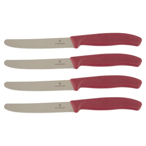 Victorinox Steak & Tomato Knife Pistol Grip 11cm Mystery Mulberry Set x 4 Knives