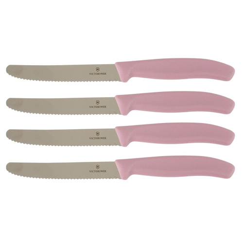 Victorinox Steak & Tomato Knife Pistol Grip 11cm Violette Serenity Set x 4 Knives