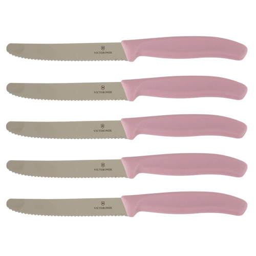 Victorinox Steak & Tomato Knife Pistol Grip 11cm Violette Serenity Set x 5 Knives