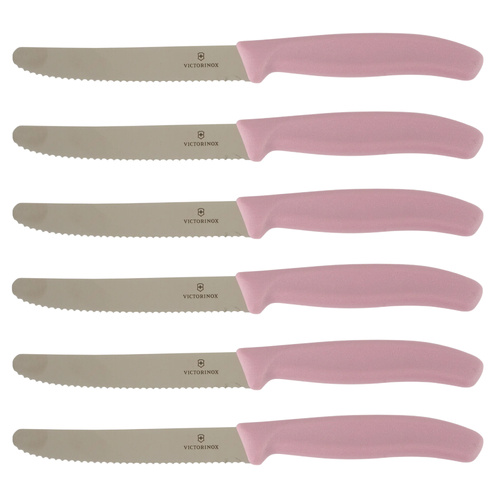 Victorinox Steak & Tomato Knife Pistol Grip 11cm Violette Serenity Set x 6 Knives