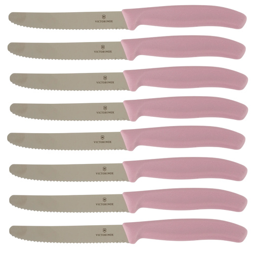 Victorinox Steak & Tomato Knife Pistol Grip 11cm Violette Serenity Set x 8 Knives