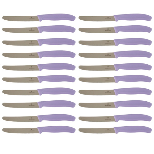 Victorinox Steak and Tomato Knife 11cm Wavy Edge Set of 20 Sunset Purple