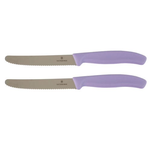 Victorinox Steak & Tomato Knife Pistol Grip 11cm Sunset Purple Set x 2 Knives