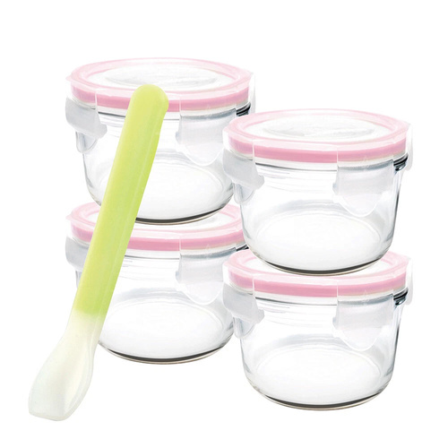 Glasslock Baby 5 Piece Round 165ml Food Container Set + Spoon