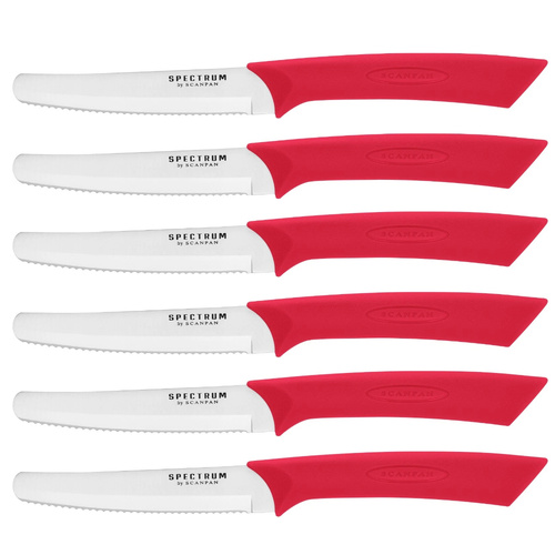 Scanpan Spectrum Serrated Steak Knife Set 6 Piece | Red