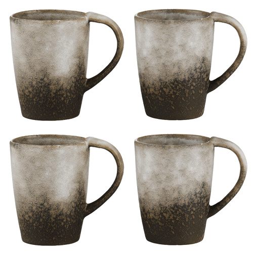 Grand Designs Dusk Stoneware 4 Piece Mug Set 300ml Cream & Brown