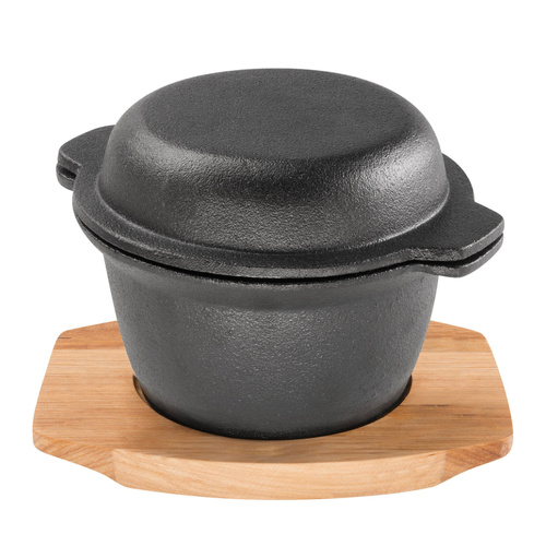 Pyrolux Pyrocast Garlic Pot with Maple Tray 11.8cm