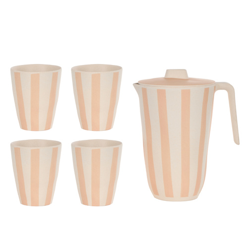 Davis & Waddell Saltara Bamboo Fibre 1.7L Jug & 4pc Tumblers 450ml Brown