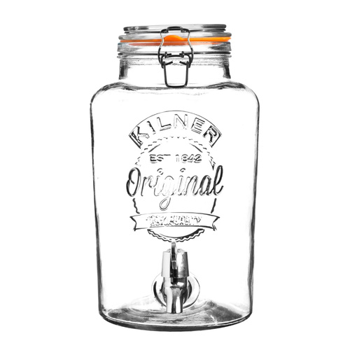 Kilner Round Clip Top Drink Dispenser with Stainless Steel Tap 5L