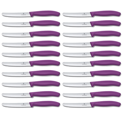 Victorinox Steak and Tomato Knife 11cm Wavy Edge Set of 20 Purple