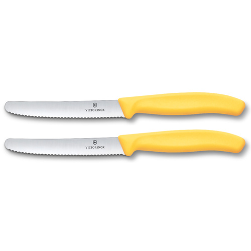 Victorinox Steak & Tomato Knife Pistol Grip 11cm Yellow Set x 2 Knives