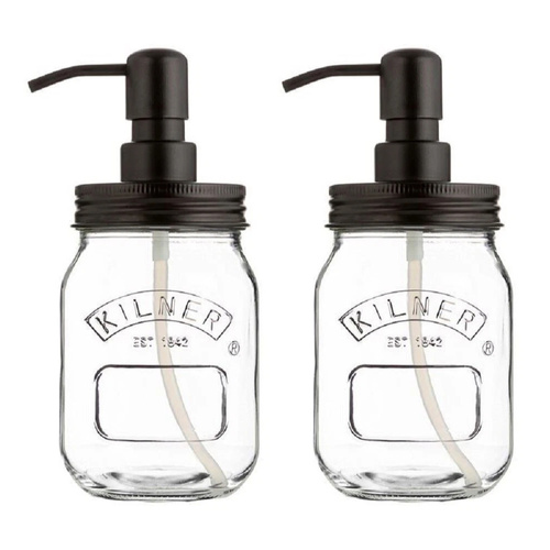 Kilner Liquid Soap Dispenser Jar 500ml Set of 2