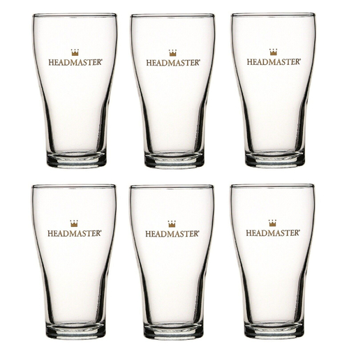 Crown Nucleated Headmaster Beer Conical Glasses 285ml | Set of 6