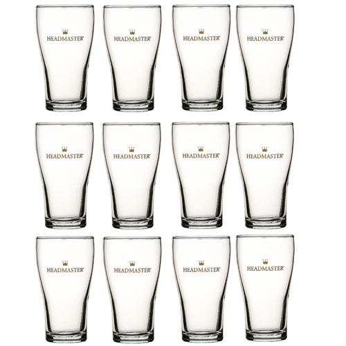 Crown Nucleated Headmaster Beer Conical Glasses 285ml | Set of 12