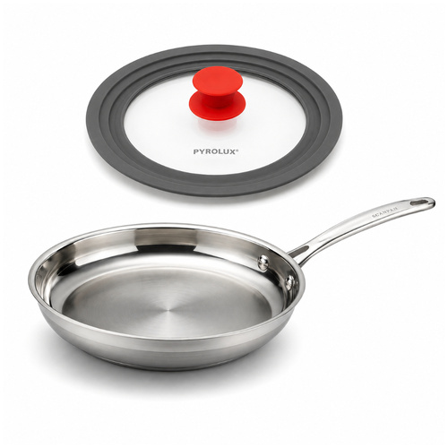 Scanpan Impact 28cm FryPan & Pyrolux Universal Glass Lid 26/28/30cm Set