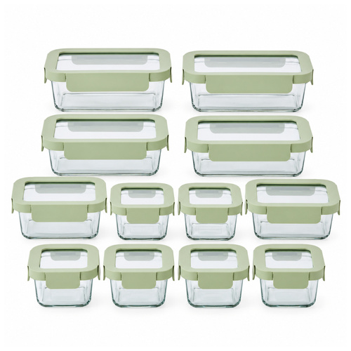 Glasslock Essentials Ovensafe Glass 12 Piece Container Set W/Lid