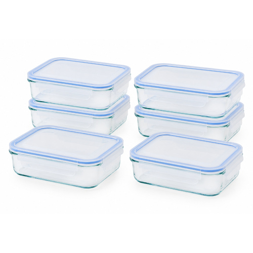 Glasslock 1L Rectangular Storage Container Set w/ Lid 6pc
