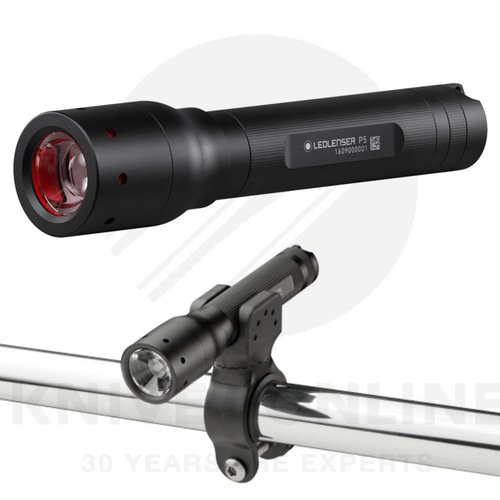 NEW LED LENSER P5 TORCH 140 LUMENS FLASHLIGHT + BIKE CLAMP ZL7799PT5