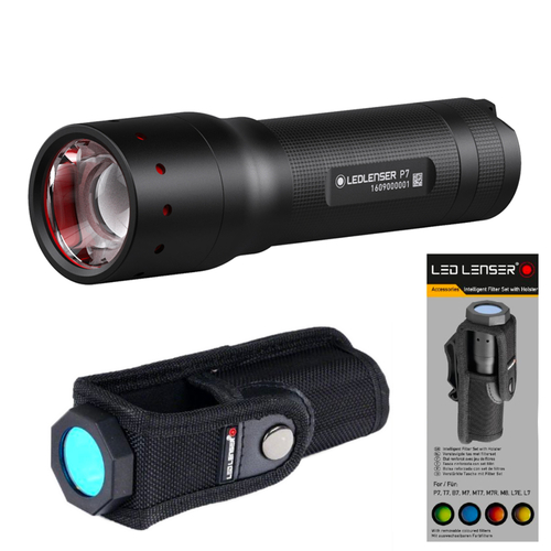 NEW LED LENSER P7 TORCH 450 LUMENS FLASHLIGHT + INTELLIGENT FILTER