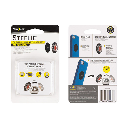NEW NITE IZE STEELIE ORBITER MAGNETIC SOCKET + METAL PLATE KIT XNSTO01R7