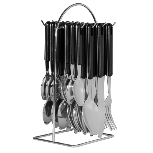 Avanti 24 Piece Stainless Steel Hanging 24pc Cutlery Set Black
