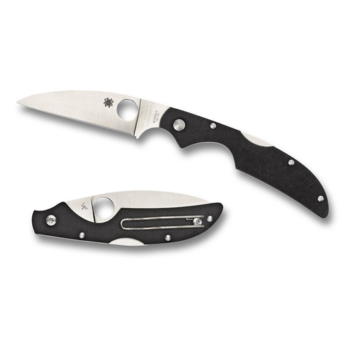 Spyderco Kiwi 4 G-10 Black - Plain Blade Folding Knife YSC178GP