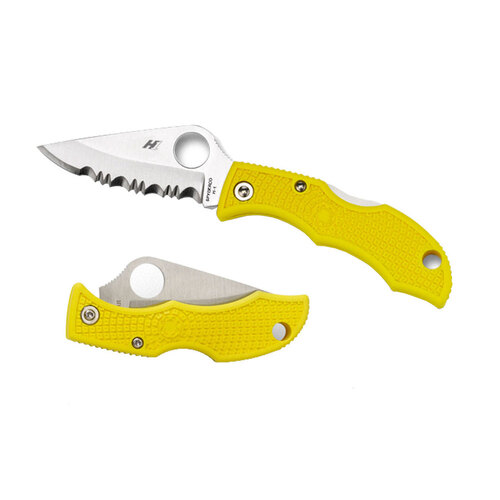 Spyderco Ladybug 3 Salt Yellow H1 - Serrated Blade Folding Knife YSLYLS3