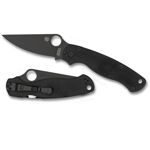 Spyderco Para Military 2 G-10 Black - Plain Black Blade Folding Knife YSC81GPBK2