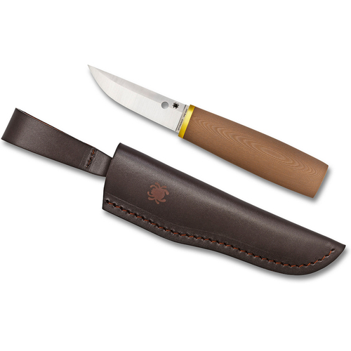 Spyderco Puukko G-10 Brown - Plain Blade Knife YSFB28GBNP
