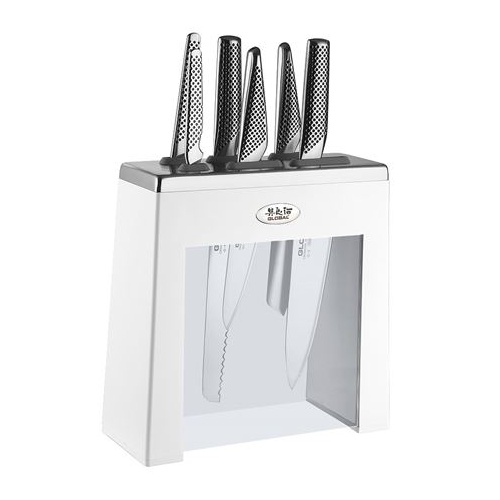 NEW GLOBAL 7Pce WHITE KABUTO Knife Block Set Knives 7 Piece Japanese SAVE