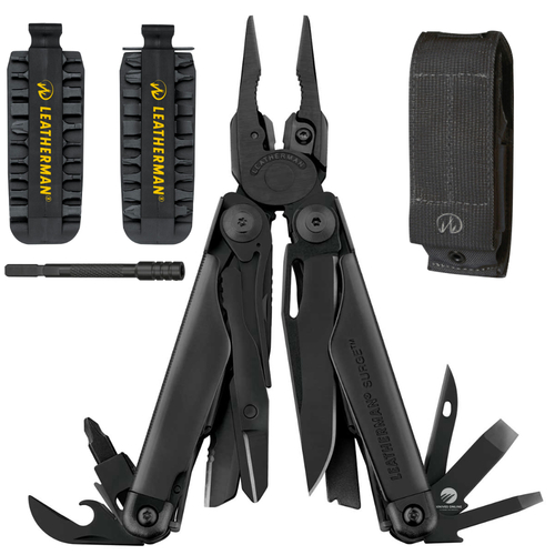 LEATHERMAN SURGE  BLACK MULTITOOL + MOLLE SHEATH + BITKIT + BIT EXTENDER