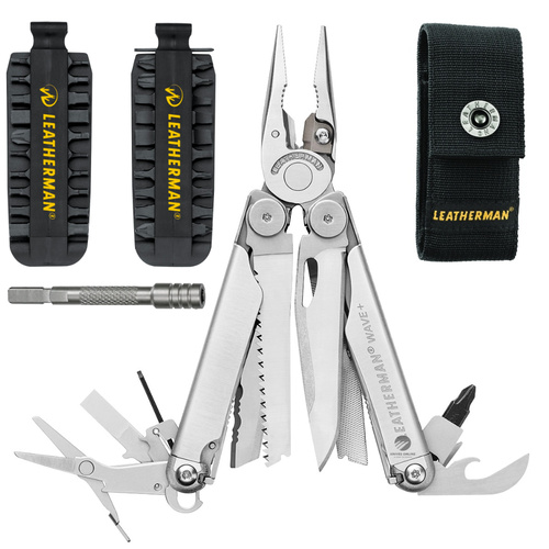 LEATHERMAN WAVE + PLUS MULTITOOL + NYLON SHEATH + BITKIT + BIT EXTENDER