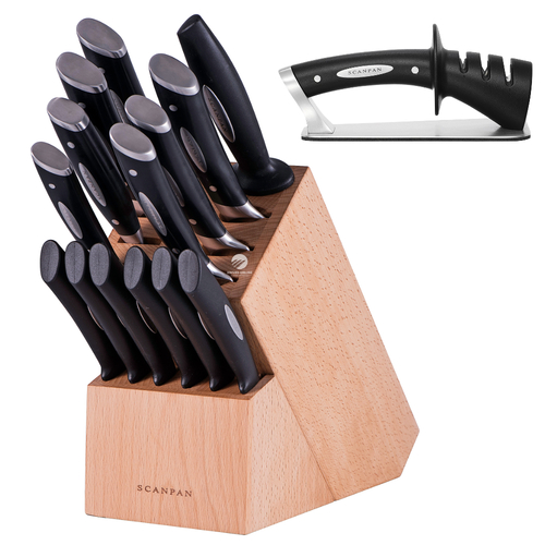 Scanpan Classic 15pc Knife Block Set + Sharpener