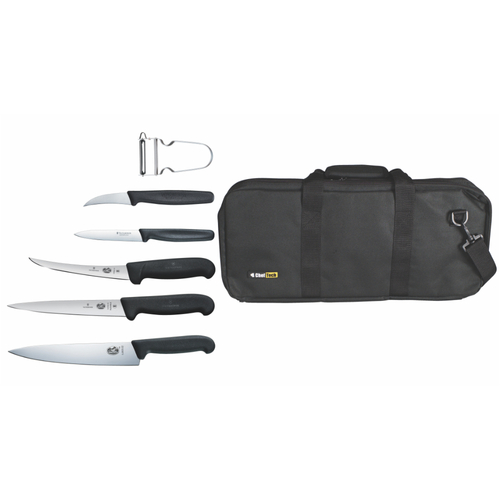 Victorinox 7pc Apprentice Hospitality Chef Knife Set Roll Knives Bag | Black