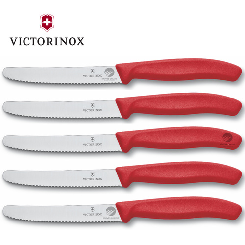 Victorinox Steak & Tomato Knife Pistol Grip 11cm Red Set x 5 Knives