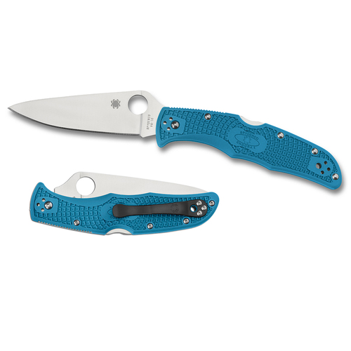 NEW SPYDERCO ENDURA 4 BLUE LIGHTWEIGHT FLAT GROUND PLAIN BLADE KNIFE C10FPBL