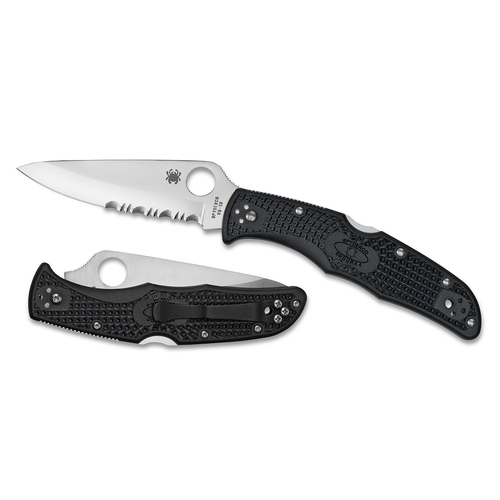 Spyderco Endura 4 Lightweight Combo Blade Folding Knife Black YSC10PSBK