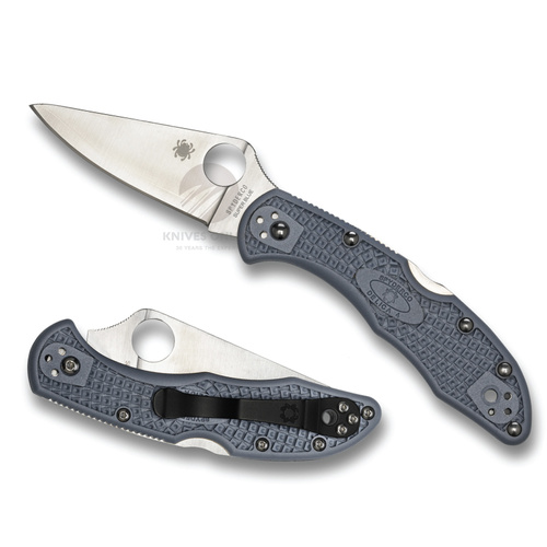 NEW SPYDERCO DELICA 4 GRAY LIGHTWEIGHT FLAT GROUND PLAIN BLADE KNIFE C11FPGY