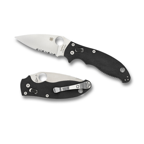 Spyderco Manix 2 G-10 Combo Blade Folding Knife | Black C101GPS2