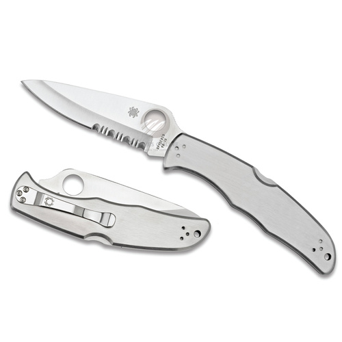 NEW SPYDERCO ENDURA 4 STAINLESS STEEL COMBO BLADE FOLDING KNIFE C10PS